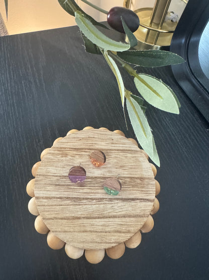 Wooden round Earrings