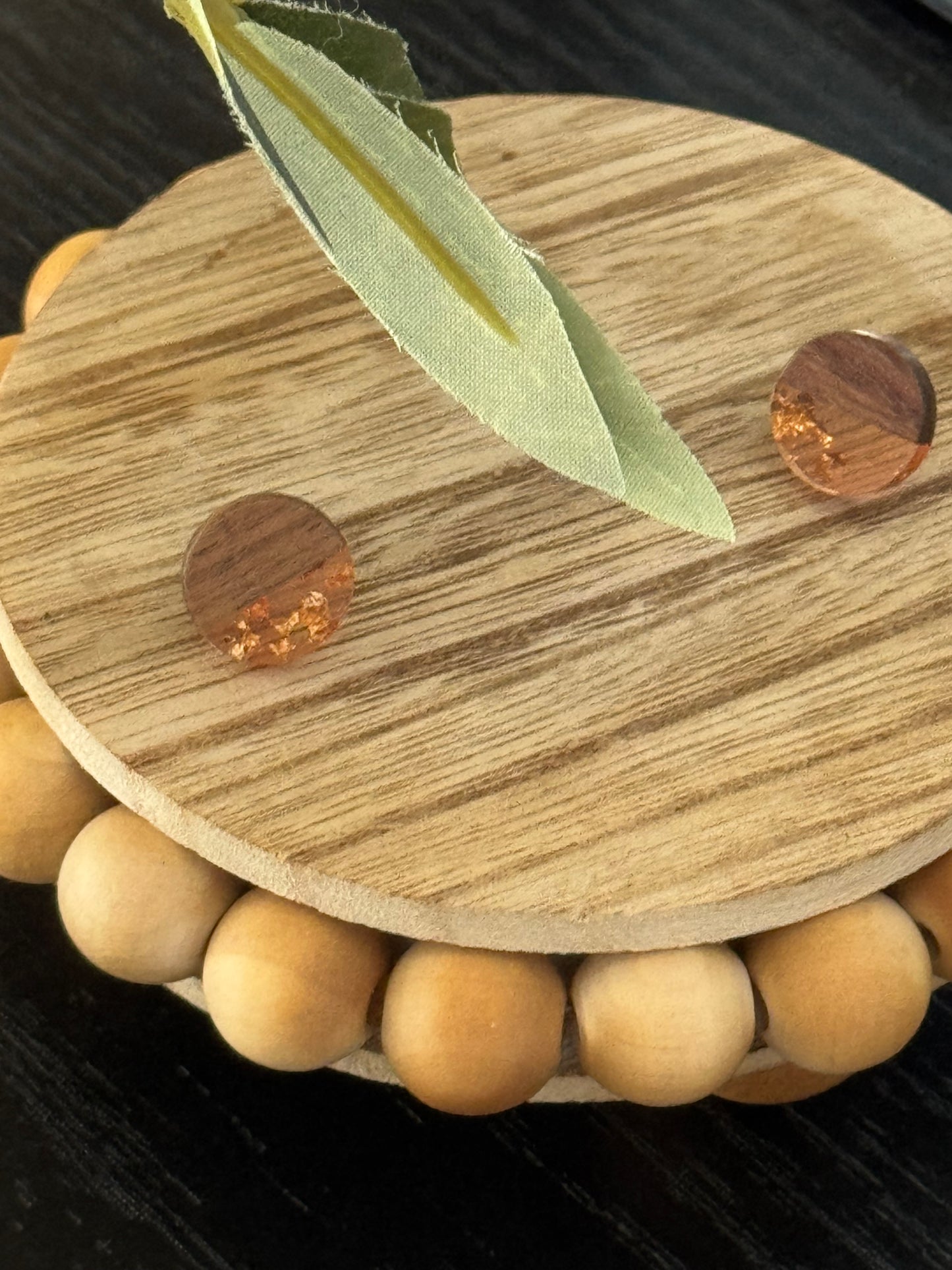 Wooden round Earrings